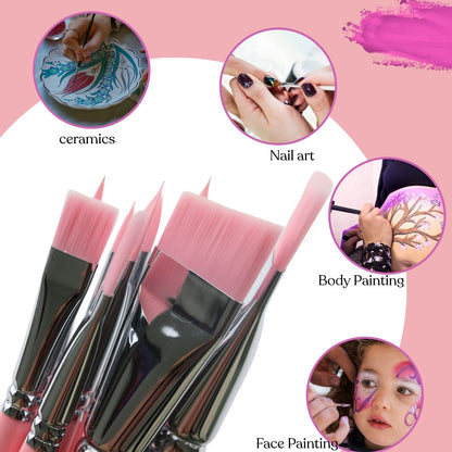 GACDR Face Paint Brush Set,10 Pcs Professional Artist Paint Brushes for Face & Body Painting for Halloween Cosplay Party - Acrylic Painting Oil Gouache Watercolor