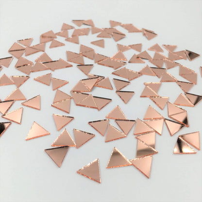 NUORUI 15mm Triangular Shape Mirror Mosaic Tiles, Rose Gold, Craft Mirror, 120 Pieces