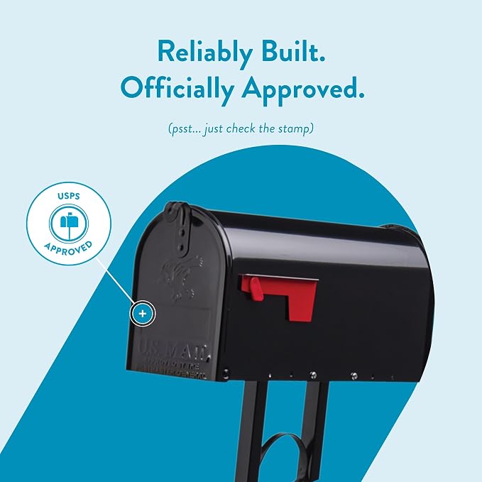 Architectural Mailboxes Mailbox to Go Mailbox with Post, Black, Medium | Includes the matching post and all hardware. Galvanized steel build and rust-resistant powder-coat finish. USPS approved.