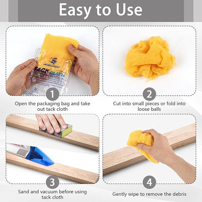 12 Pack Tack Cloths, Tack Rags for Woodworking, 17.7 x 35.4 in Tac Cloth Dust