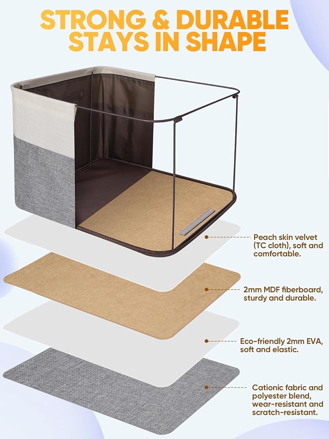 BALEINE 1 Pack Fabric Closet Storage Bins for Shelves, Linen Closet Organizers and Storage, Decorative Baskets for Organizing, Shelf, Clothes, Home, Office (Grey, 17''x13''x10.5'')