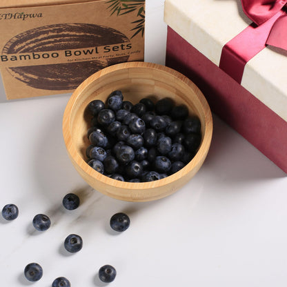 ZTHapwa Soup Bowls Set of 2 for Dessert/Cereal/Pasta/Fruit | Natural Bamboo Serving Bowls for Nuts/Candy/Snacks/Pistachio | Charcuterie Accessories for Dipping/Condiments/Sauce | 15.21 oz Capacity