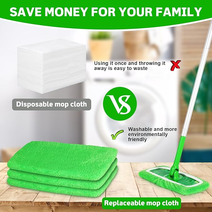 8 Pack Reusable Microfiber Mop Pads Compatible