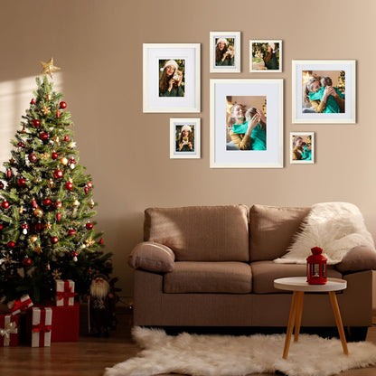 Egofine 8x10 Picture Frames Set of 4, Made of Solid Wood Covered by Plexiglass 4x6 and 5x7 with Mat or 8x10 without Mat, for Table Top Display and Wall Mounting Photo Frame Oak Wood