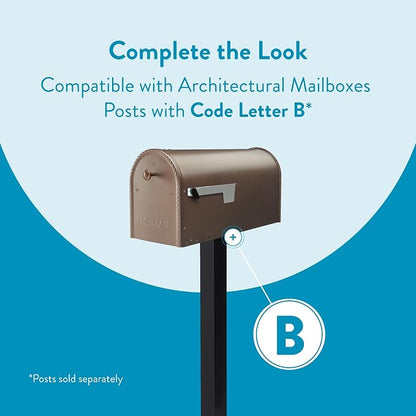 Architectural Mailboxes Edwards™ Weather-Resistant Steel Metal Post Mounted Mail Box for Outside, Bronze, Large Curbside Mailbox, USPS Approved for Residential Delivery