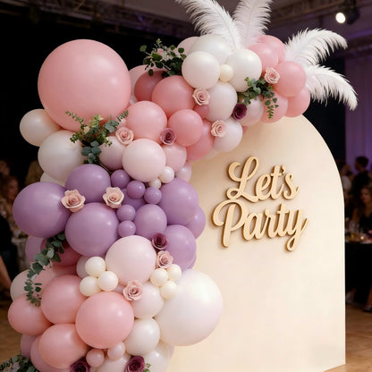 Pink Purple White Balloon Garland Arch Kit 143Pcs Lavender Light Pastel Purple Pink White Latex Balloons for Butterfly Bridal Shower Birthday Wedding Party Decorations