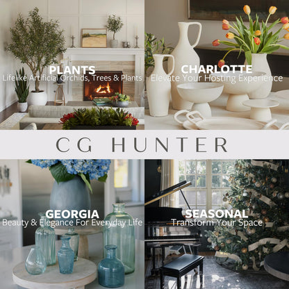 CG Hunter Faux Round Boxwood Plant, Premium Artificial Indoor Plant Stands 17" Tall, Lifelike-Leaves & Hand Painted Trunk, Planter Pot Included