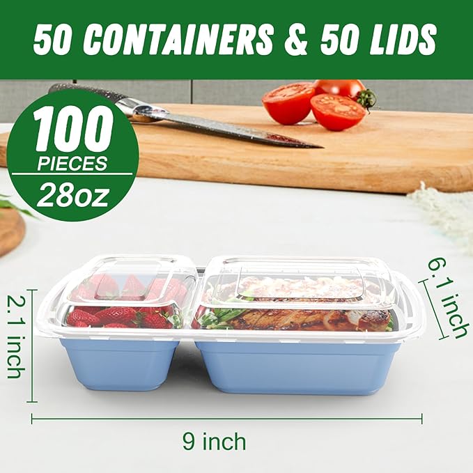 50 Pack 28 oz Meal Prep Containers Reusable