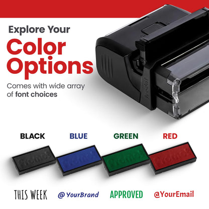 Promot Self Inking 1 Line Custom Stamp - Personalized Name Stamp for Office, Teacher, Address & Business Label Stamp - Choose Font, Ink Color, Pad, for Personal & Professional Use - Small