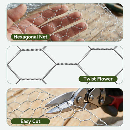 Amagabeli Chicken Wire Fencing 16in x 50ft Garden Netting Poultry Wire Hexagonal Galvanized Mesh Roll Fence Barrier for Raised Bed Cattle Panels for Plant Trellis Vegetable Dog Bird Pet Cage Craft