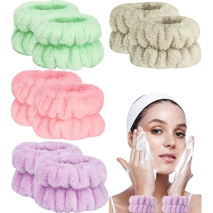 8pcs Wrist Bands for Washing Face, Absorbent Face Washing Wristbands,