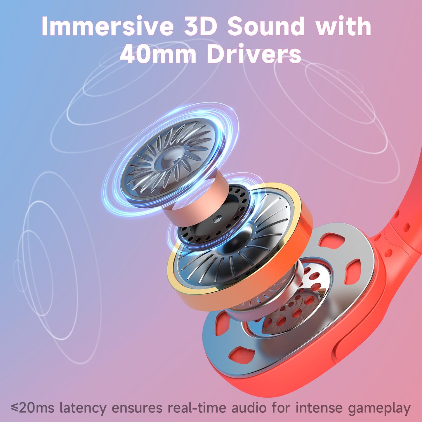 Wireless Gaming Headset for Nintendo Switch/Lite/OLED, Wireless Gaming Headphones with Mic for Nintendo Switch 2/Fortnite/Sports - Red/Blue