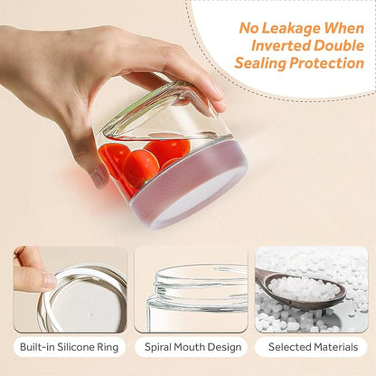 8 oz/250 ml Clear Glass Storage Canister with Airtight Lid, 4 Pack Small Cute Decorative Container Jar for Overnight Oats, Snacks, Yogurt, Cereal, Fruit, Salad, Spice, Sugar, Coffee, Tea