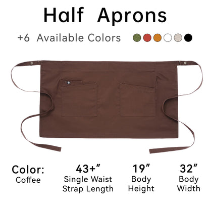 Guolamy Unisex Waist Apron Half Bistro Apron Server Aprons with Pockets Waterproof 4251BY(Coffee,1Pack