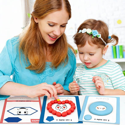 Ireer 36 Pcs Playclay Dough Mats for Kids Activity Card for Clay Back to School Preschool Number Alphabet Animal Shape Learning Activity Games for Classroom Home Educational Supplies