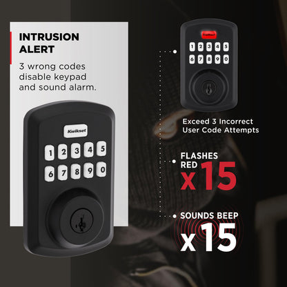 Kwikset Powerbolt 250 10-Button Keypad Satin Nickel Transitional Electronic Deadbolt Door Lock, Featuring Convenient Keyless Entry, Customizable User Codes, Auto Locking