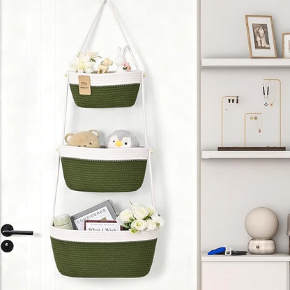 Hanging Storage Baskets, Over the Door Basket, Cotton Wall Baskets Storage