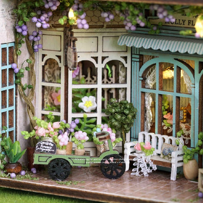 ESTUSR DIY Miniature Dollhouse Kits - Wooden Mini Model House with LED Lights, Tiny Furniture & Accessories – Craft Building Kits for Teens & Adults (Molly Garden) – Birthday Valentine's Gift
