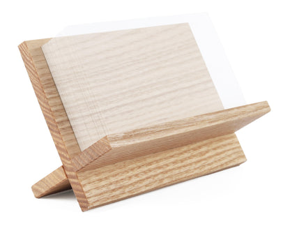 TOROS store Business Card Holder for Desk - Light Beige Wood Small Cards Holders, Professional Desktop Business Card Stand Display, Wooden Name Card Holder, Modern Design Office Business Cards Holder