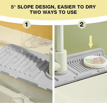 Faucet Mat for Kitchen Sink – Adjustable Silicone Sink Splash Guard