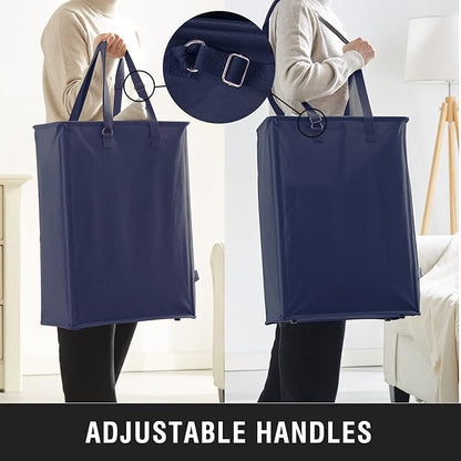 Slim Laundry Hamper with Adjustable Long Handles, 45L Small Laundry Baskets