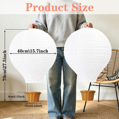 MASTRON 2 PCS Hot Air Balloon Lampshade Without Light, 16 Inch Hot air balloon decorations, Handmade lamp shades Hanging lantern for Nursery, Kids Room, Baby Shower Party Decor