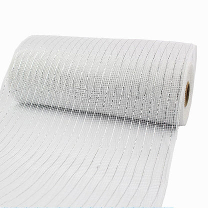 JStnana 4 Rolls Deco Mesh Ribbon for Chirstmas Wreath Making Supplies, 10Inch x 30Ft Metallic Burlap Mesh Blue Silve White Deco Mesh Rolls for Christmas Summer Blue Wedding Crafts Wreaths Decor