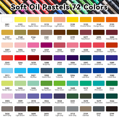 Arrtx Oil Pastels for Artists, 72 Colors Soft Oil Pastels Vibrant and Creamy, Art Pastel Crayons Art Supplies for Professional and Beginners