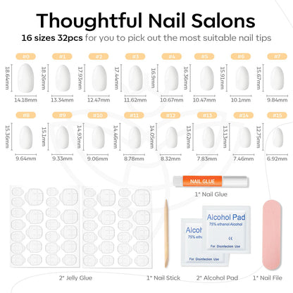 modelones Pink Short Press on Nails, Fall Halloween Oval Fake Nails Kit Press Ons with Nail Glue, Adhesive Tabs, Nail File, Prep Pad, Manicure Stick, 32Pcs 16 Sizes
