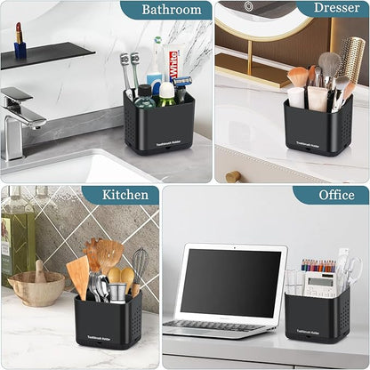 Black Toothbrush Holders for Bathrooms, Kids Electric Toothbrush and Toothpaste