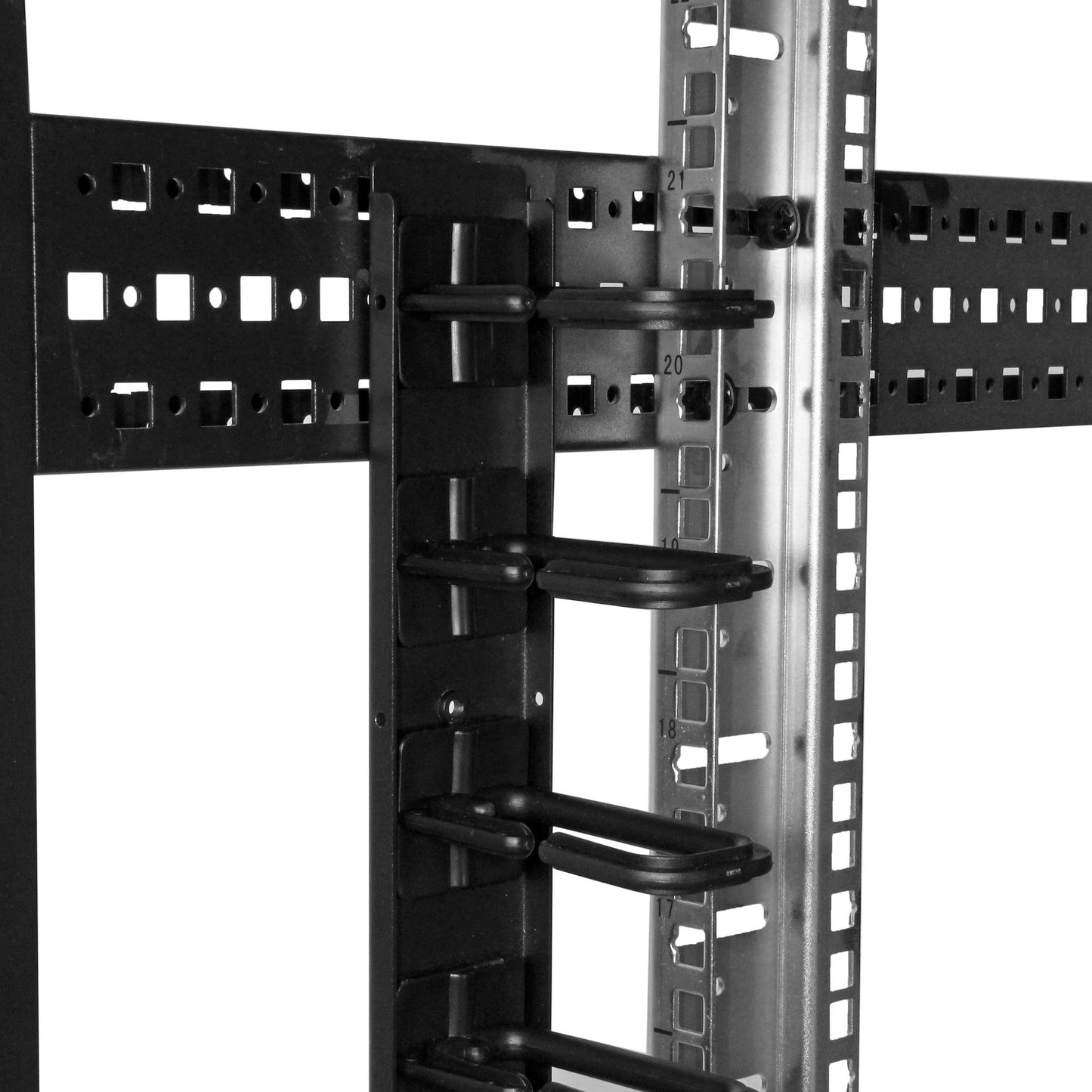 StarTech.com Vertical 0U Server Rack Cable Management w/ D-Ring Hooks - 20U Network Rack Cord Manager Panel - 3ft Wire Organizer (CMVER20UD)