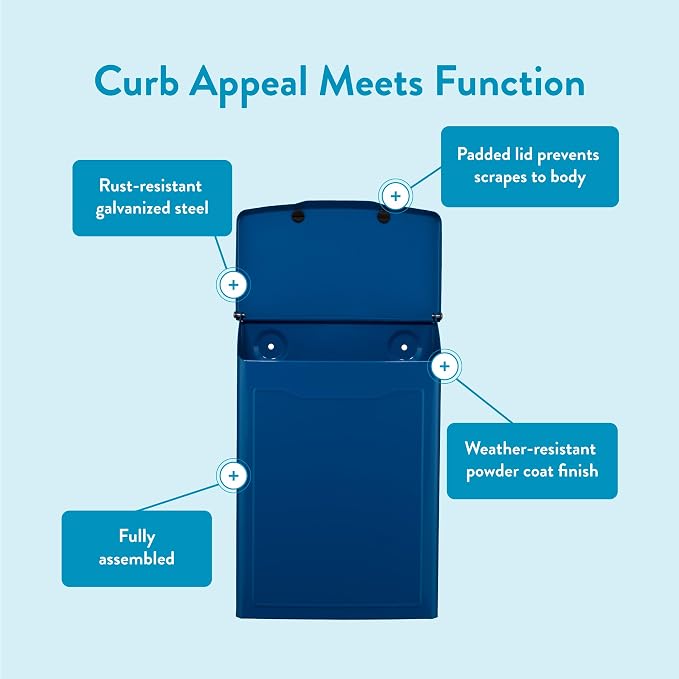 Architectural Mailboxes 2681BE Marina Wall Mount Mailbox, C1, Blue | Galvanized steel build for outside with weather-resistant outdoor construction and a rust-resistant powder-coat finish.
