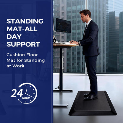 17 x 24 Inch Anti Fatigue Comfort Mat, 1 Inch Extra Thick Waterproof Mat, Non-Slip Standing Desk Mat for Offices, Home, Garages (Black, 24" L x 17" W x 1" Th)