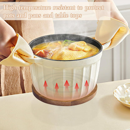 LAIAMER 2 PCS Magnetic Wooden Trivets for Hot Pots and Pans, Heat Resistant Acacia Wood Trivet with Cushioning Silicone Strips for Dutch Ovens Hot Dishes Pots Holder, for Mom Grandma