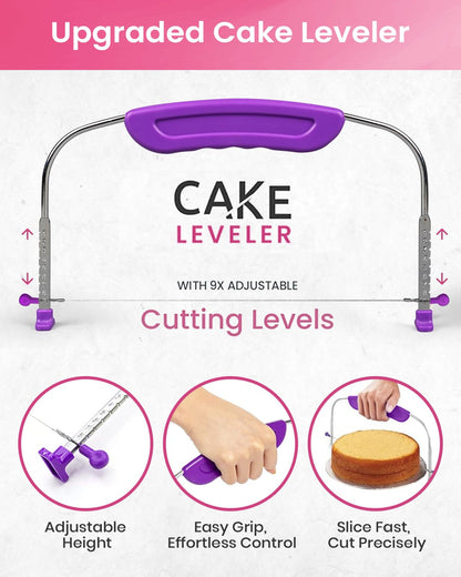 RFAQK 200PCs Cake Decorating Kit with Cake Turntable & Leveler, Baking Supplies Gift Includes 110+1 Piping Bags,55 Icing Tips,2 Frosting Spatulas, Adjustable Scraper, Complete Video Course & much more