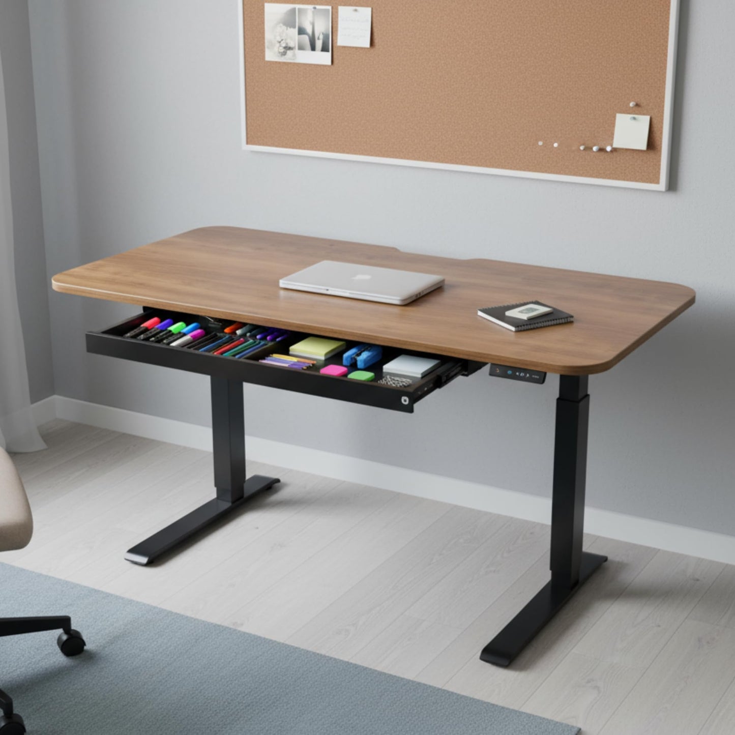 PERFECT POSTURE Under Desk Storage Drawer with Lock — Slim Pen & Pencil Drawer for Regular & Sit-Stand Standing Desks, Black (33” x 9.4”)