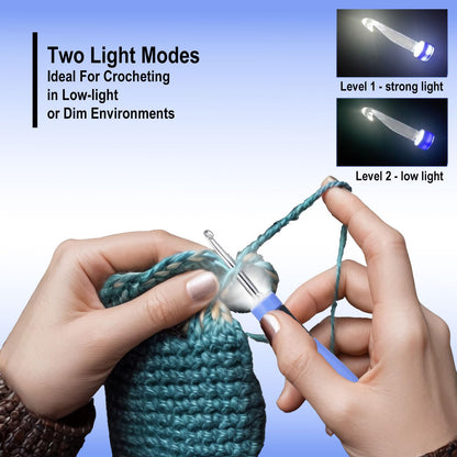 Foxyoo Ergonomic Crochet Hooks Set, 18 Interchangeable Tips, Light Up Crochet Hook Set With Case and Counter Handle, For Knitting Beginner, Crafting Enthusiasts, Crochet Supplies And Accessories Tools