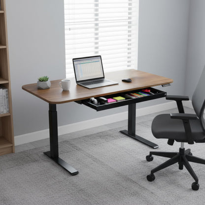 PERFECT POSTURE Max Under Desk Storage Drawer – Large Desk Drawer with Lock for Regular & Sit-Stand Standing Desks, Black (26.7” x 13”)