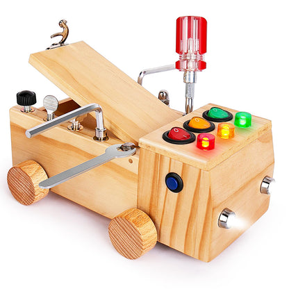 OAKJAR Montessori Schraubendreher Brett, Montessori Busy Board Spielzeug ab 2-6 Jahr, Montessori Activity Board Holzspielzeug Motorikspielzeug Lernspielzeug für Babys Kleinkinder Jungen Mädchen