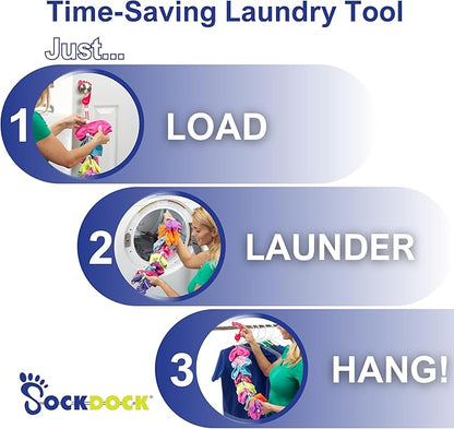 Sock Laundry Solution for Washing Drying & Storing Socks in Pairs, Clip & Hold