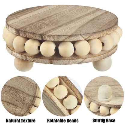 yunmanqiji Round Wood Pedestal Stands for Decor, 2-Pack