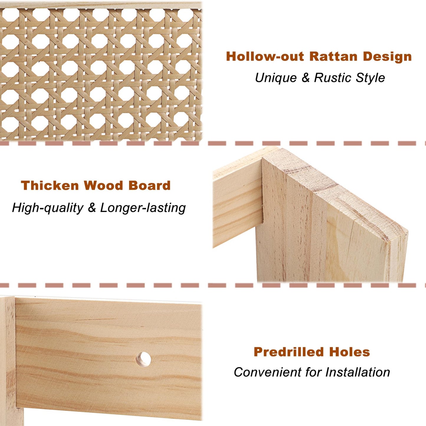 BTSKY Wooden Hanging Magazine Rack, Wall Mounted Magazine Holder Modern Rattan Hollow-out Design Mail Organizer, Assembly File Holder Letter Holder Wall Rack for Home & Office - 15x4x9.9 Inch