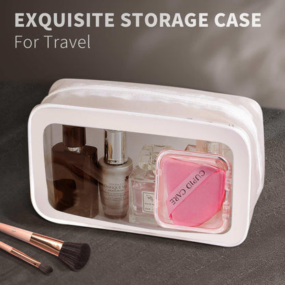 6 Pcs Triangle Powder Puff with 2 Travel Cases, Setting Powder Puffs for Face, Velour Makeup Puff for Loose Powder Body Powder, Blender Sponge Foundation Blending Sponges Beauty Tools