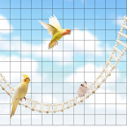 Rat Ladder Bridge Toy, Rat Climbing Toys, Natural Wooden Hamster Ladder Bridge Toy, Cage Accessories for Bird Parrot Cockatiel Sugar Gliders - 36 Steps - 50.78 x 3.14 Inch