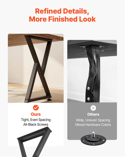 VEVOR Table Legs, 29.1" H x 18.6" W Steel Furniture Legs, Modular Design, Easy Assembly, 2204 lbs Max Load Heavy Duty, Z Shape for Home Office Desk DIY, Coffee Dinner Tables, Workbench,2 PCS, Black