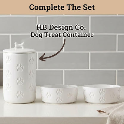 Ceramic Dog Bowl Set of 2 with Anti-Skid Base - 5.5" Wide x 2" Tall Ceramic Dog Bowls for Small Dogs - 2 Cup Capacity Food and Water Bowls for Dogs - Rubber Bottom Pet Bowl Set of 2 for Small Pets