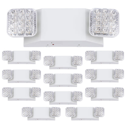 GRUENLICH LED Commercial Emergency Light with Dual Head and Backup Battery, US Standard, AC 120-277V, Hardwired Emergency Light Fixtures for Business Office Power Outages, 12-Pack