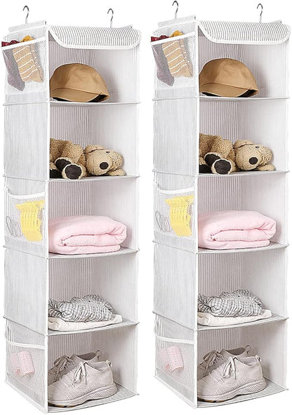 5 Shelves Hanging Closet Organizer, 2 Pack Hanging Storage