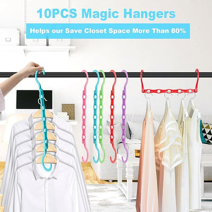 DUCOO 10 PCS Space Saving Hangers, 5-Hole Magic Hangers