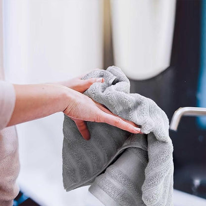 Jacquotha Light Grey Face Towels Set of 2 Ribbed